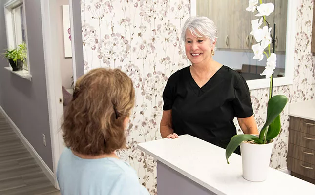 Greeting patient at reception